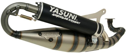 Uitlaat Yasuni Zwart (Carrera 16) Yamaha Aerox T/m 2012 / Yamaha Jog / Beta Ark / Aprilia Rally / Beta Ark / Aprilia Sr 2000 / Yamaha Why / Yamaha Neos / Malaguti F12 / F15 / Minarelli Horizontaal
