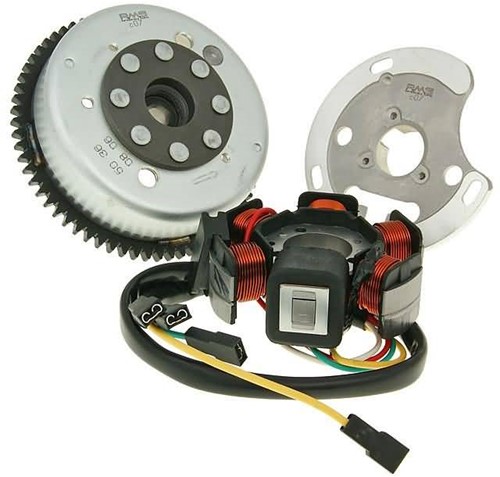 Ontsteking + Vliegwiel RMS Aprilia Rs 50 / Aprilia RS4 50 / Derbi GPR 50 / Derbi Senda 50 DRD (Voor Modellen Met Elektrische Start)