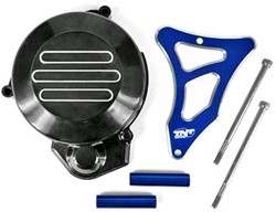Ontstekingsdeksel & Tandwielscherm TNT Zwart / Blauw Derbi Senda / Derbi GPR50 Racing / Senda SM X-Treme