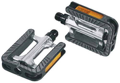 Fiets Pedaalset Ergotec 191 anti-slip met industrielagers - zilver/zwart