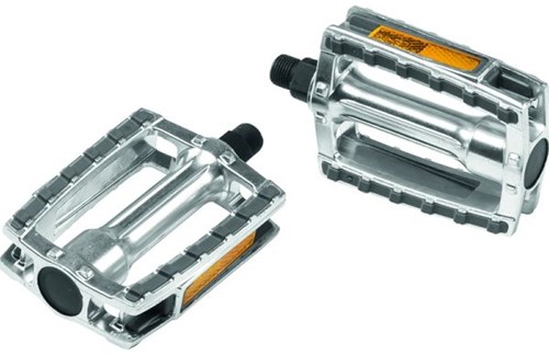 Fiets Pedaalset Ergotec 658 9/16" met reflector - zilver/grijs