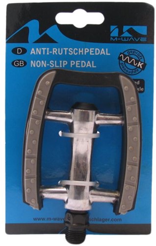 Fiets Pedaalset M-Wave aluminium met anti-slip en kogellagers - zilver