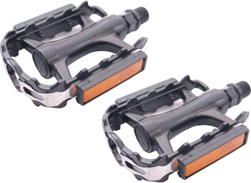 Fiets Pedaalset Edge Low Profile Met Polish Zijkant - Aluminium Zwart 9/16 draad