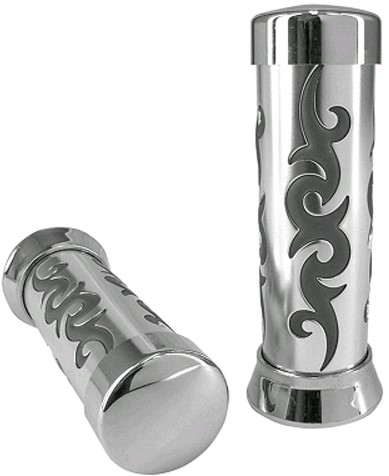 Handvat Set Chroom / Zwart (Tribal) Scooter / Schakelbrommer