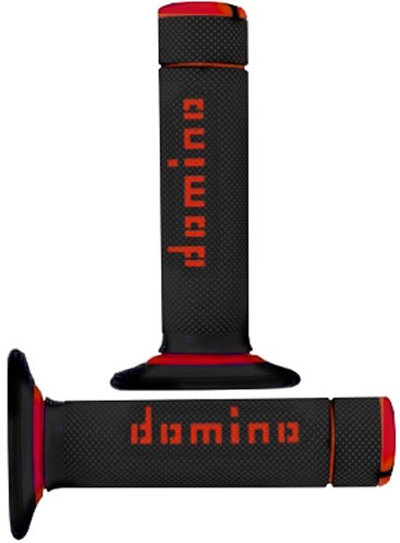 Handvat Set Zwart / Rood (Domino) Cross Bi-Composants Scooter Schakelbrommer
