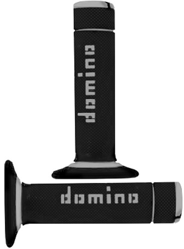 Handvat Set Zwart / Grijs (Domino) Cross Bi-Composants Scooter Schakelbrommer