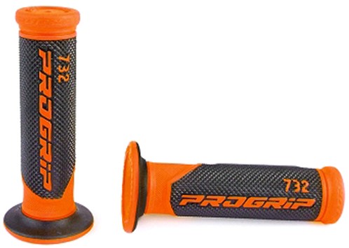 Handvat Set Zwart / Oranje (Progrip) Universeel Scooter / Schakelbrommer