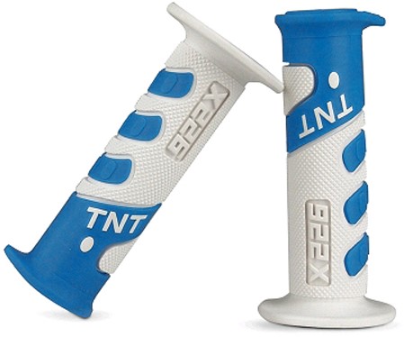 Handvat Set Wit / Licht Blauw Cross (Tnt) Universeel Scooter / Schakelbrommer