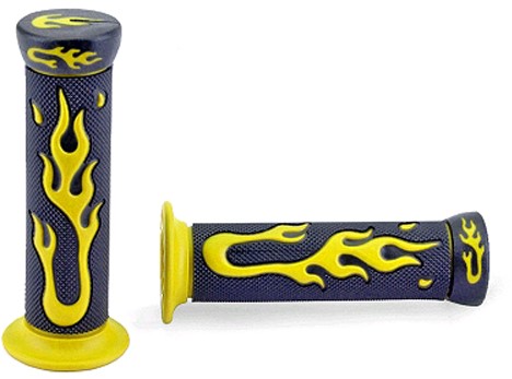 Handvat Set Zwart / Geel (Vlam) Scooter / Schakelbrommer