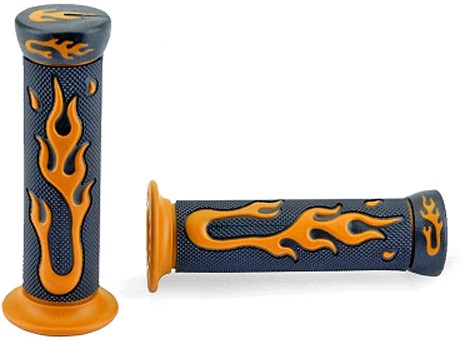 Handvat Set Zwart / Oranje (Vlam) Scooter / Schakelbrommer