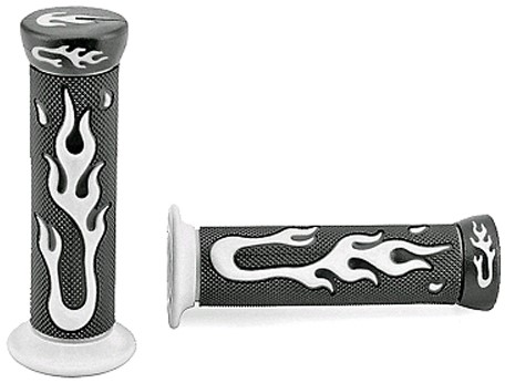 Handvat Set Zwart / Wit (Vlam) Scooter / Schakelbrommer