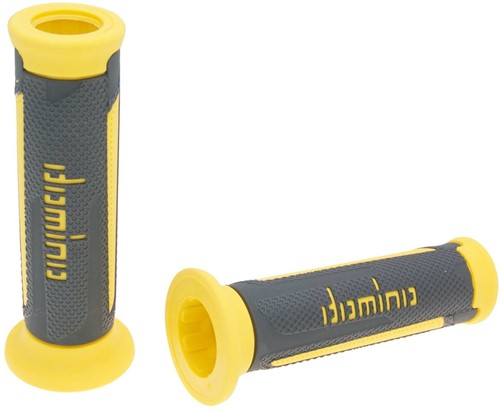 Handvatset Domino A350 on-road Grijs / Geel Scooter Schakelbrommer (Uiteinde Open)