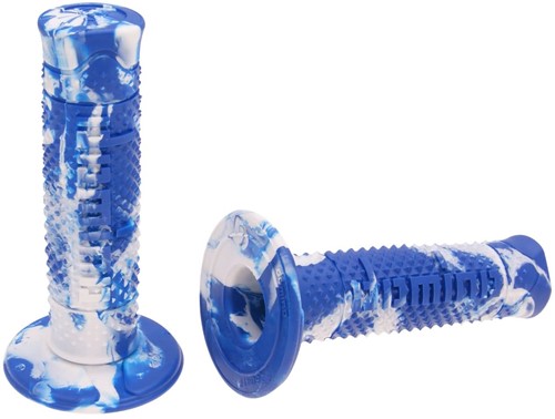 Handvatset Domino A260 off-road Blauw / Wit Snake Scooter Schakelbrommer