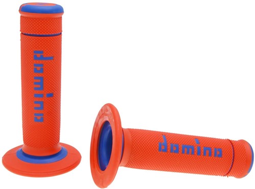 Handvatset Domino A190 off-road Oranje / Blauw Scooter Schakelbrommer