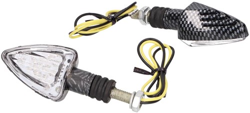 Knipperlicht Set Led (Carbon Driehoek) Derbi Senda / Derbi Gpr 50 / Aprilia RS 50 / Aprilia SX 50 / Universeel Scooter / Bromfiets / Motorfiets