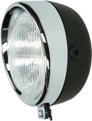 koplamp puch maxi rond classic chroom / zwart DMP