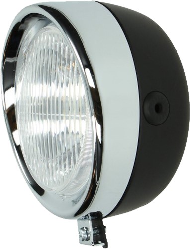 koplamp puch maxi rond classic chroom / zwart DMP