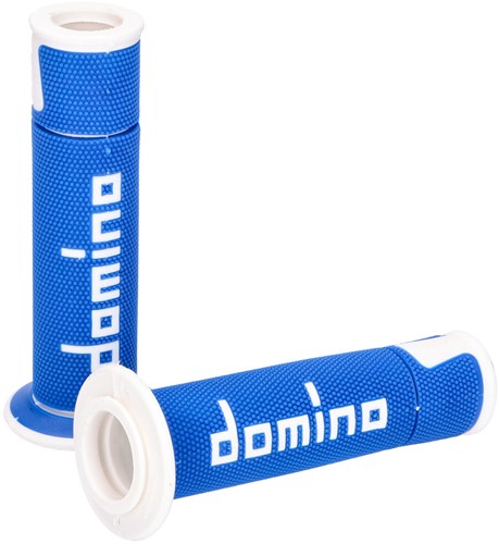 Handvatset Domino A450 on-road Blauw / Wit Scooter Schakelbrommer (Uiteinde Open)