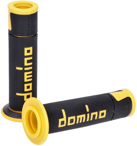 Handvatset Domino A450 on-road Geel / Zwart Scooter Schakelbrommer (Uiteinde Open)