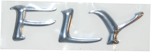 sticker woord FLY 3D chroom passend links-rechts 1pcs