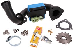 Opvoerkit, Opvoerset 101 Octane Snel Aprilia RX 50 E4 / Aprilia SX 50 E4 / Derbi Senda 50 E4 Extreme Derbi Senda E4 / Gilera SMT 50 E4 (voor Euro4 Modellen) Zwarte uitlaatbocht