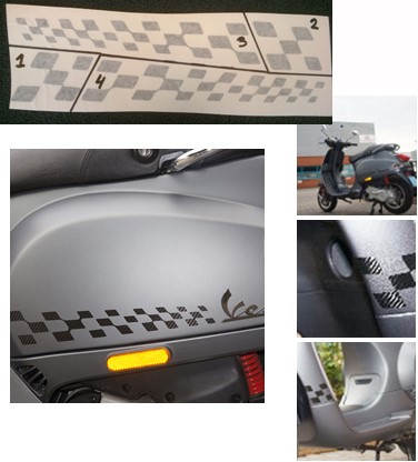 Stickerset Carbon (Finish Vlag) Vespa Lx 50 / Vespa S 4pcs origineel