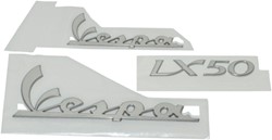 Stickerset Chroom (3 Delig) Vespa Lx 50 Aluminium Chroom Originele Kwaliteit