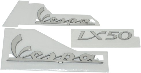 Stickerset Chroom (3 Delig) Vespa Lx 50 Aluminium Chroom Originele Kwaliteit