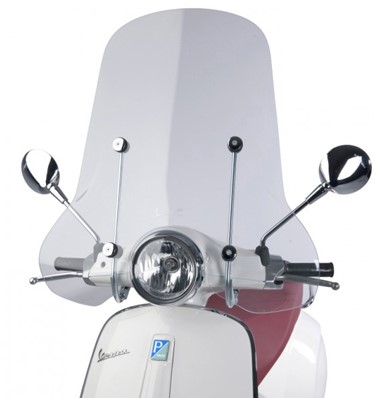 Windscherm Dmp Vespa Primavera / Vespa Elettrica Helder (72cm) Hoog + Bevestigings Set