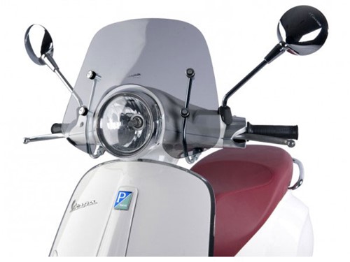 Windscherm Laag Smoke Vespa Primavera / Vespa Elettrica + Bevestiging Set Hoogte 34cm Origineel 1b000909