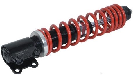 Schokbreker YSS DTG Hybrid S Vespa Primavera / Vespa Sprint Euro 4 voorzijde 230mm Rood/Zwart