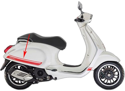 stickerset zijscherm met embleem vespa primavera / sprint rood origineel 605944m00r