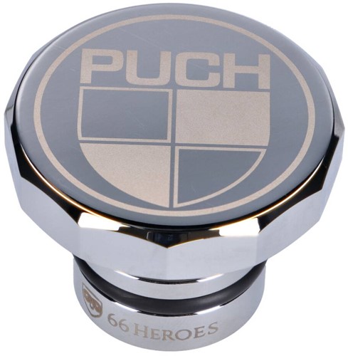 Benzinetank Dop Puch Maxi Aluminium Chroom Duwdop [Met Puch Logo] Type 2