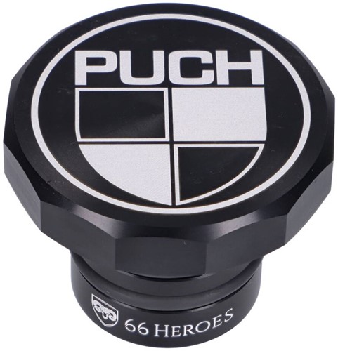Benzinetank Dop Puch Maxi Aluminium Zwart Duwdop [Met Puch Logo] Type 2