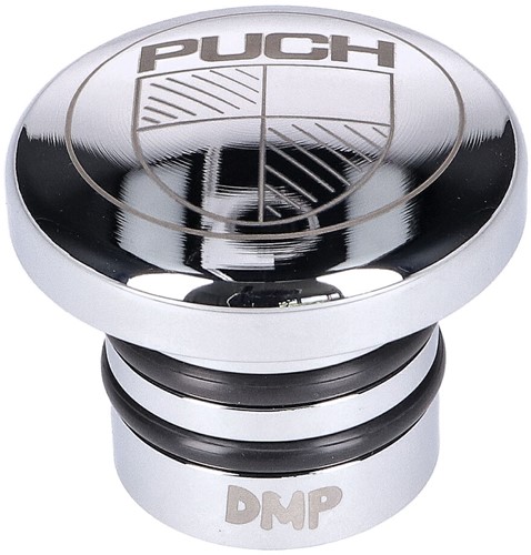 Benzinetank Dop Puch Maxi Metaal / Chroom Duwdop [Met Puch Logo] Type1