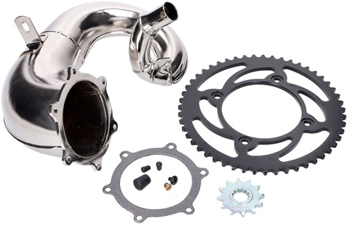 Uitlaatbocht Chroom +Tandwielset Beta RR 50 Supermoto Euro5 V.a 2021
