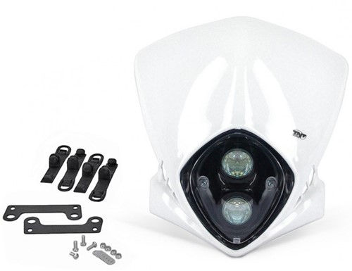 Koplamp Unit Duke Wit Derbi Senda  / Cpi SM / Cpi SMX / Beta RR Motard/ Aprilia RX50 Enduro / Yamaha Dt 50 R / Rieju RR 50 / Rieju MRT / Gilera SMT 50 / Gilera Zulu / Honda MT / Honda MTX / Malaguti X