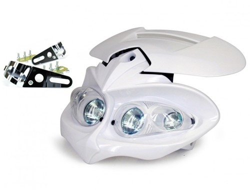Koplamp Unit Manga Wit Derbi Senda  / Cpi SM / Cpi SMX / Beta RR Motard/ Aprilia RX50 Enduro / Yamaha Dt 50 R / Rieju RR 50 / Rieju MRT / Gilera SMT 50 / Gilera Zulu / Honda MT / Honda MTX / Malaguti