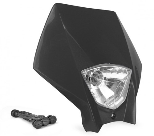 Koplamp Unit Master Zwart Derbi Senda  / Cpi SM / Cpi SMX / Beta RR Motard/ Aprilia RX50 Enduro / Yamaha Dt 50 R / Rieju RR 50 / Rieju MRT / Gilera SMT 50 / Gilera Zulu / Honda MT / Honda MTX / Malagu