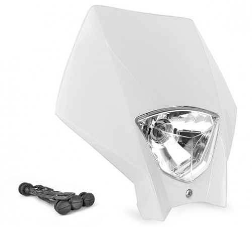 Koplamp Unit Master Wit Derbi Senda  / Cpi SM / Cpi SMX / Beta RR Motard/ Aprilia RX50 Enduro / Yamaha Dt 50 R / Rieju RR 50 / Rieju MRT / Gilera SMT 50 / Gilera Zulu / Honda MT / Honda MTX / Malaguti