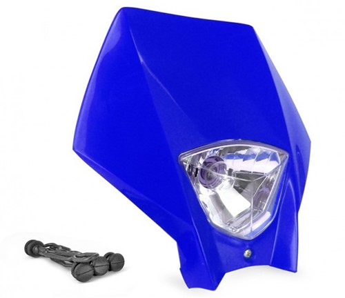 Koplamp Unit Master Blauw Derbi Senda  / Cpi SM / Cpi SMX / Beta RR Motard/ Aprilia RX50 Enduro / Yamaha Dt 50 R / Rieju RR 50 / Rieju MRT / Gilera SMT 50 / Gilera Zulu / Honda MT / Honda MTX / Malagu