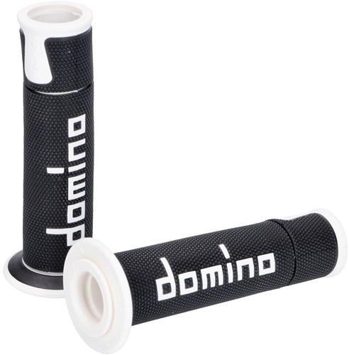 Handvatset Domino A450 on-road Zwart / Wit Scooter Schakelbrommer (Uiteinde Open)