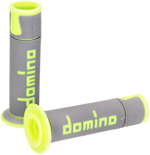 Handvatset Domino A450 on-road Geel Fluor / Grijs Scooter Schakelbrommer (Uiteinde Open)