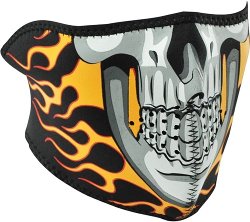 Half Masker Neopreen Brandende Schedel