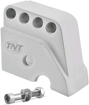 Schokbrekerverlenger Wit (TNT) Aprilia SR50 Factory / Aprilia SR50 Street / Derbi Boulevard / Derbi Atlantis / Gilera Runner / Stalker / Piaggio Fly 2t / Piaggio NRG / Typhoon / Piaggio NTT