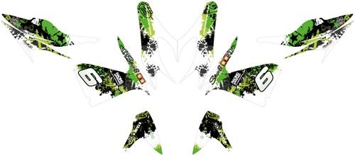 Sticker Set Stage6 voor Yamaha Aerox 50 2T T/m 2012 / MBK Nitro 50 2T - Groen / Zwart-2