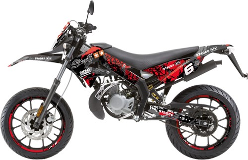 Sticker Set Stage6 voor Derbi Senda SM 50 DRD X-treme & Racing / Derbi Senda R 50 DRD X-treme & Racing / Gilera RCR / Gilera SMT Bouwjaar 2010 t/m 2017 - Rood