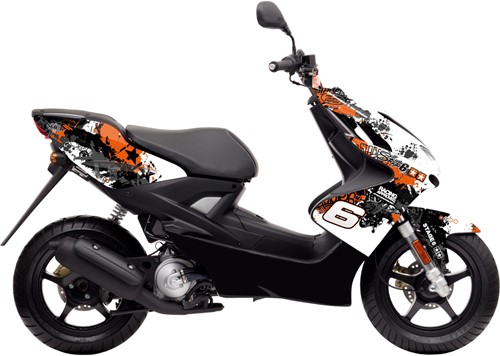Sticker Set Stage6 voor Yamaha Aerox 50 2T T/m 2012 / MBK Nitro 50 2T - Oranje / Wit