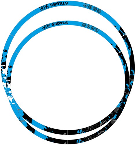 Velgrand Sticker Set Stage6 Blauw - Zwart - voor 13inch wielen (Geschikt Voor 2 Velgen L+R)