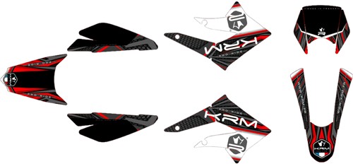 Sticker Set KRM voor Derbi Senda SM 50 DRD X-treme & Racing / Derbi Senda R 50 DRD X-treme & Racing / Gilera RCR / Gilera SMT Bouwjaar 2010 t/m 2017 - Rood